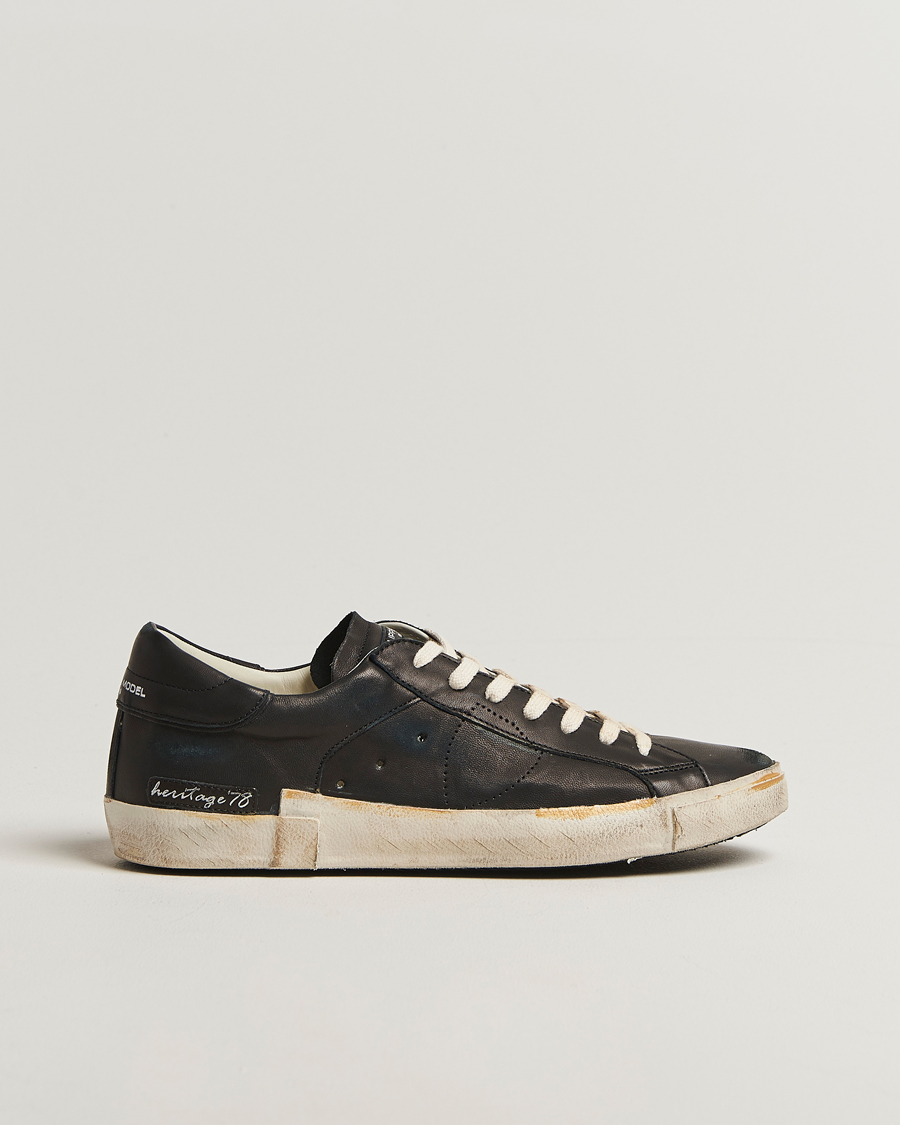Heren | Sneakers | Philippe Model | Prsx Low Top Vintage Leather Sneakers Black