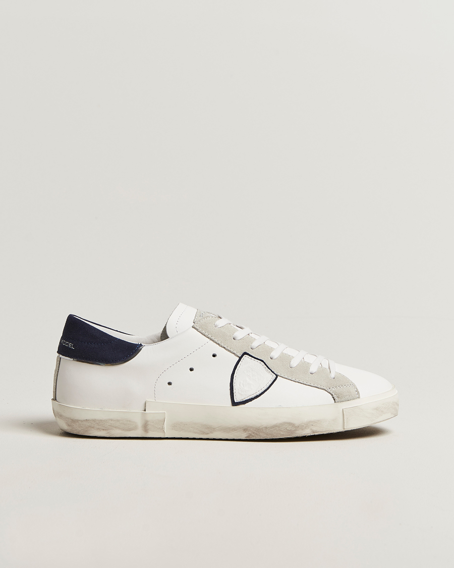 Heren | Sneakers | Philippe Model | Prsx Low Top Mix Leather Sneakers White/Navy