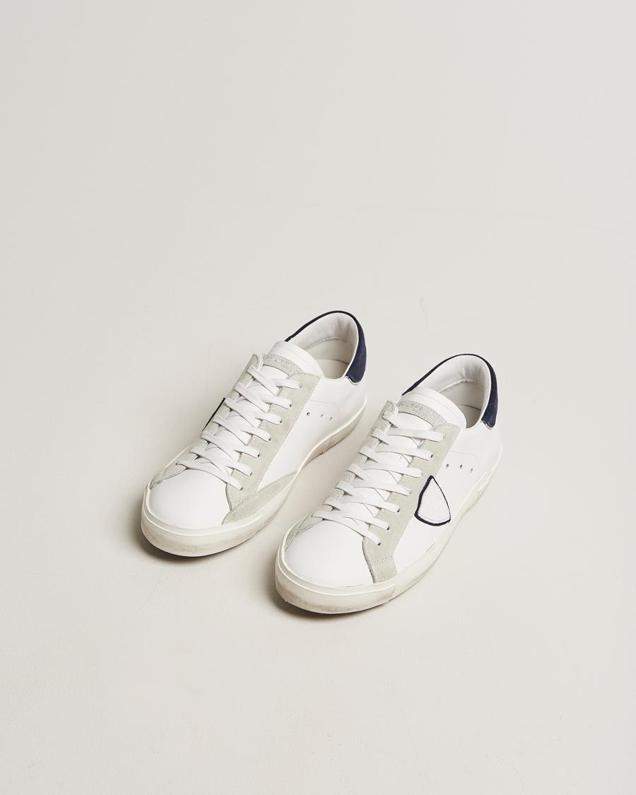 Heren | Sneakers | Philippe Model | Prsx Low Top Mix Leather Sneakers White/Navy