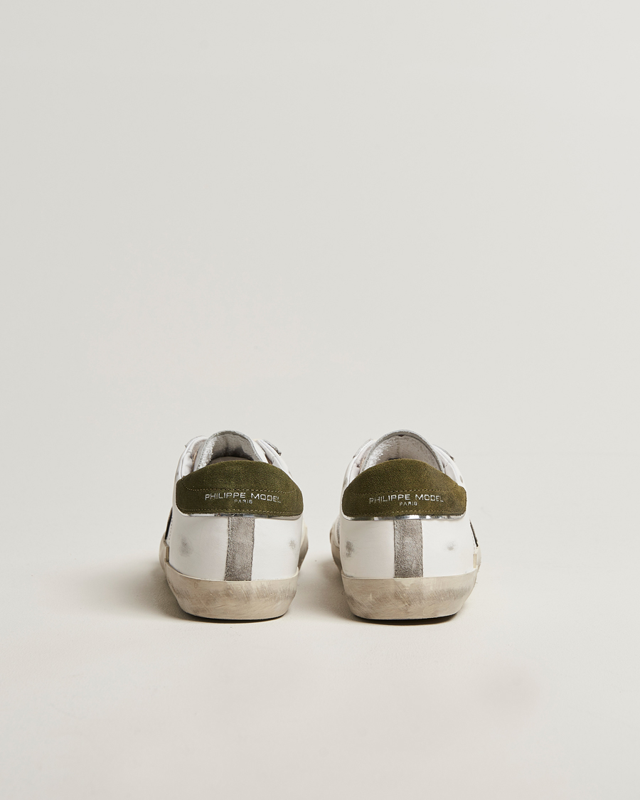 Heren | Sneakers | Philippe Model | Prsx Low Top Mix Leather Sneakers White/Green