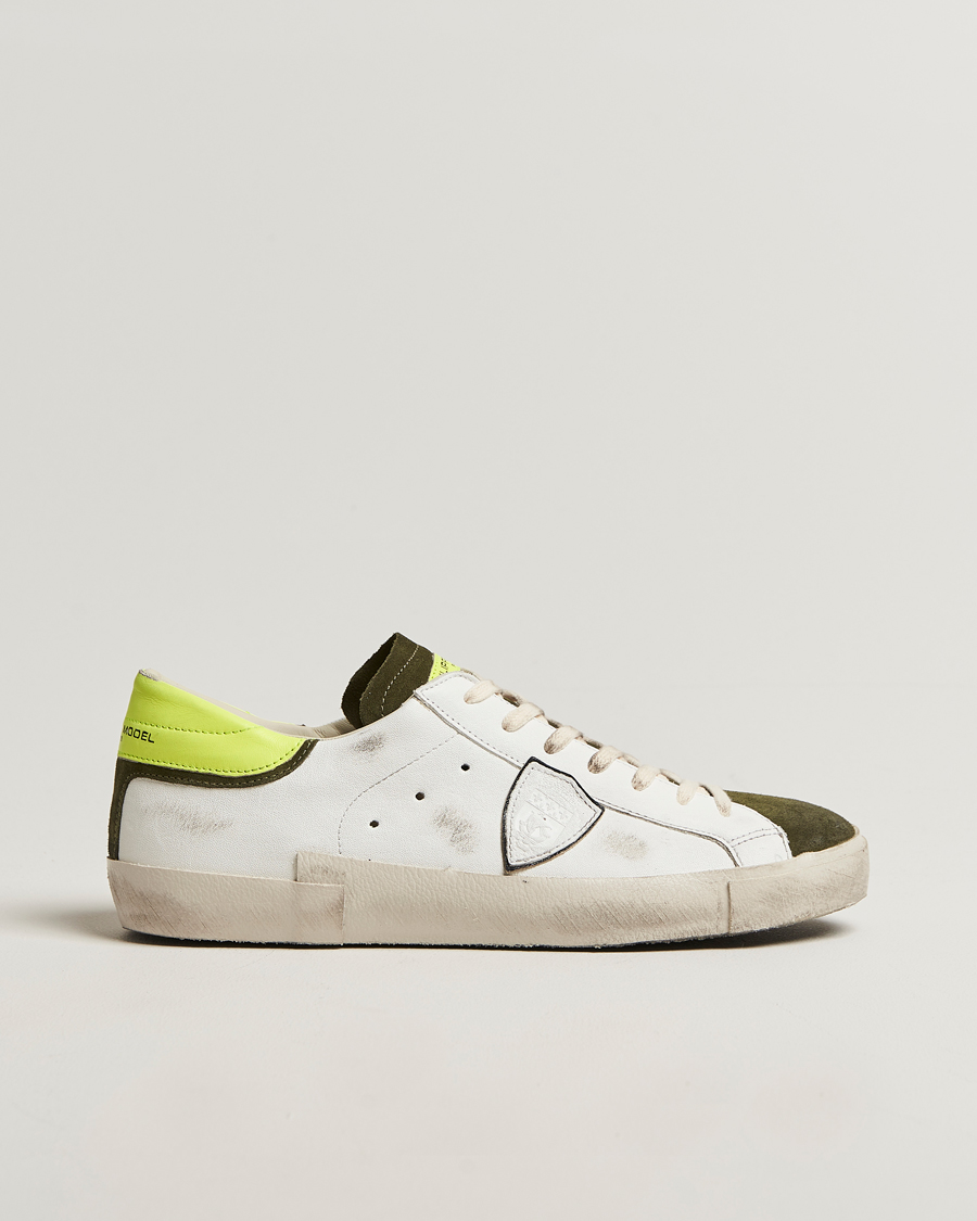 Heren | Sneakers | Philippe Model | Prsx Low Top Vintage Mix Leather Sneakers White/Military