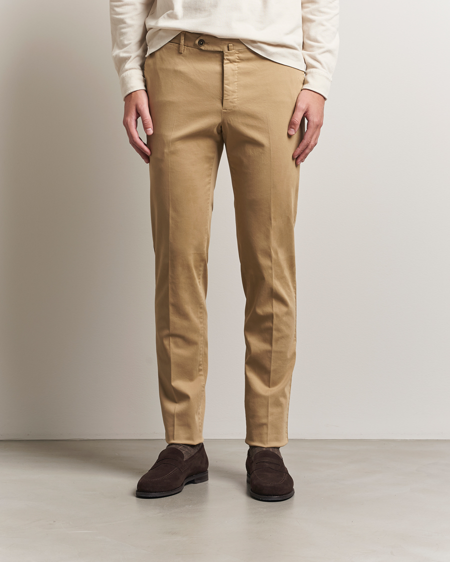 Heren | Broeken | PT01 | Slim Fit Cotton/Stretch Trousers Beige