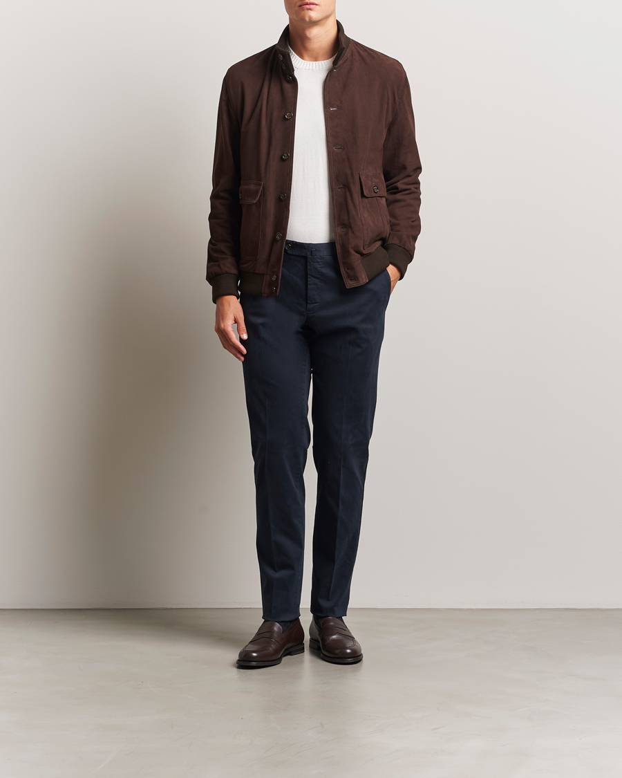 Heren | Broeken | PT01 | Slim Fit Cotton/Stretch Trousers Navy