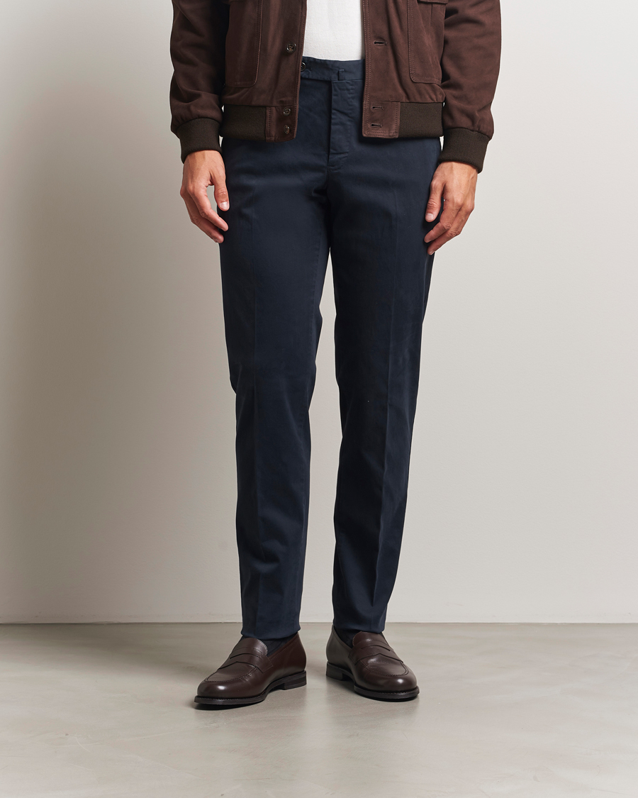 Heren | Broeken | PT01 | Slim Fit Cotton/Stretch Trousers Navy