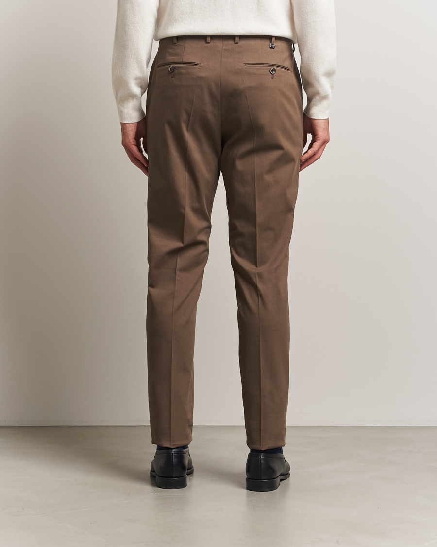 Heren | Broeken | PT01 | Slim Fit Pleated Cotton/Cashmere Trousers Dark Brown