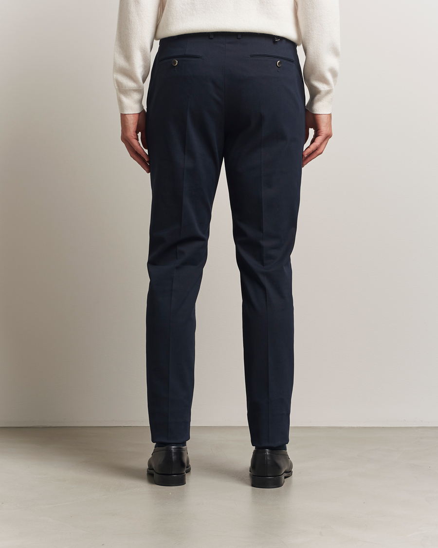 Heren | Broeken | PT01 | Slim Fit Pleated Cotton/Cashmere Trousers Navy