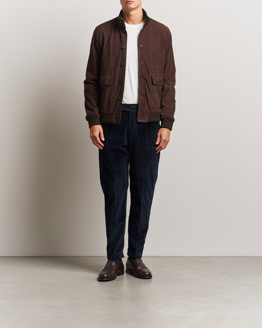 Heren | Broeken | PT01 | Rebel Fit Pleated Corduroy Trousers Navy