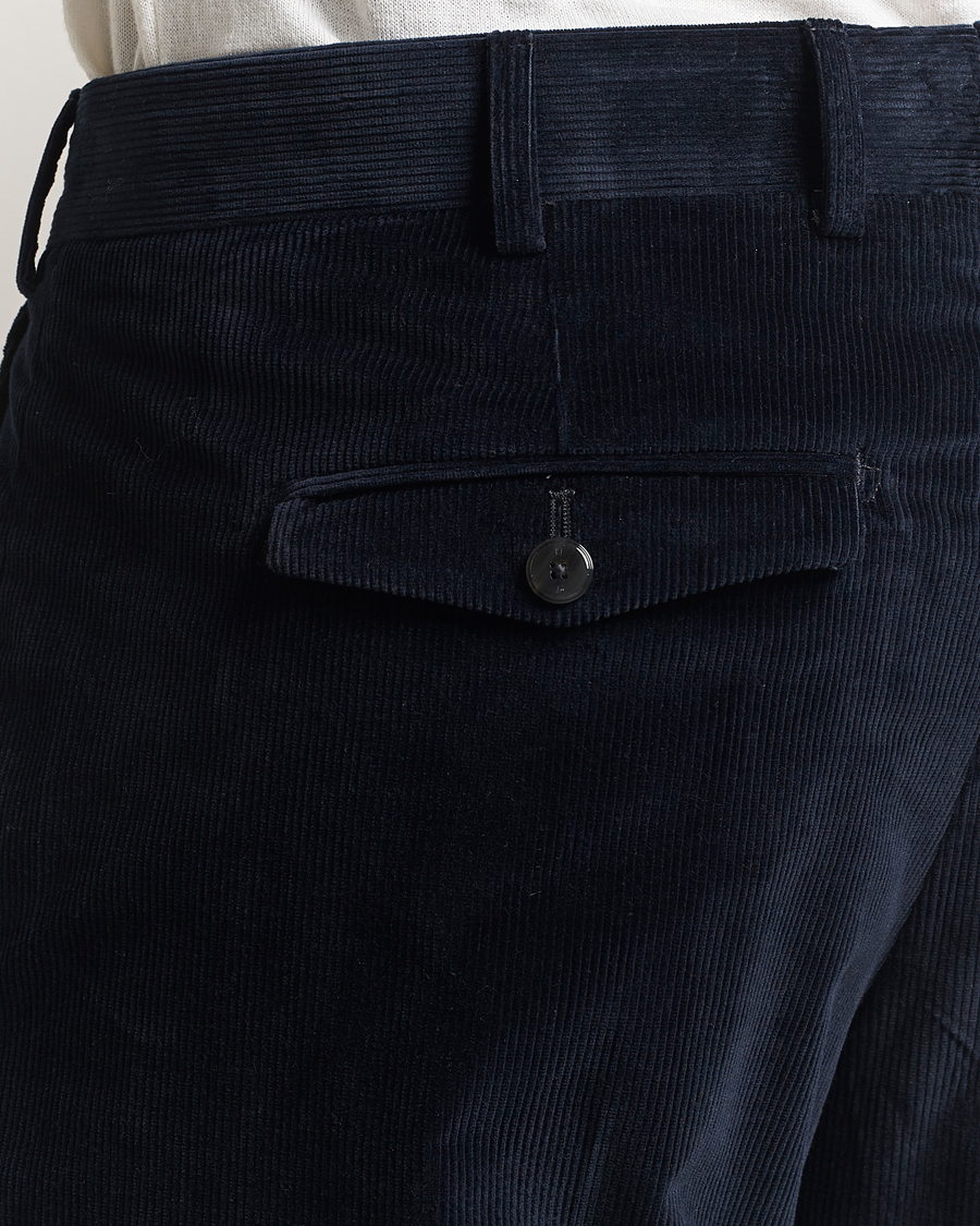 Heren | Broeken | PT01 | Rebel Fit Pleated Corduroy Trousers Navy