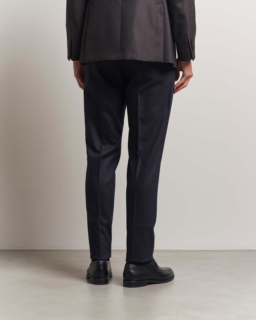 Heren | Broeken | PT01 | Slim Fit Pleated Wool/Cashmere Trousers Navy