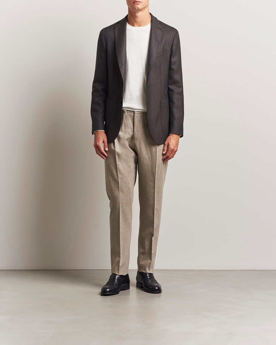 Heren | Broeken | PT01 | Slim Fit Wool/Cashmere Drawstring Trousers Beige
