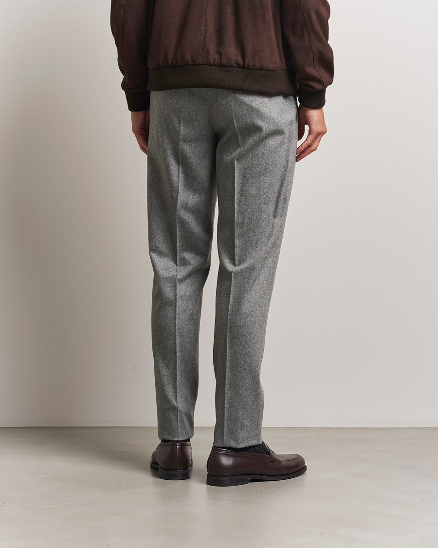 Heren | Broeken | PT01 | Slim Fit Wool/Cashmere Drawstring Trousers Grey Melange
