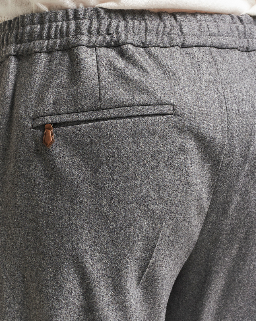 Heren | Broeken | PT01 | Slim Fit Wool/Cashmere Drawstring Trousers Grey Melange