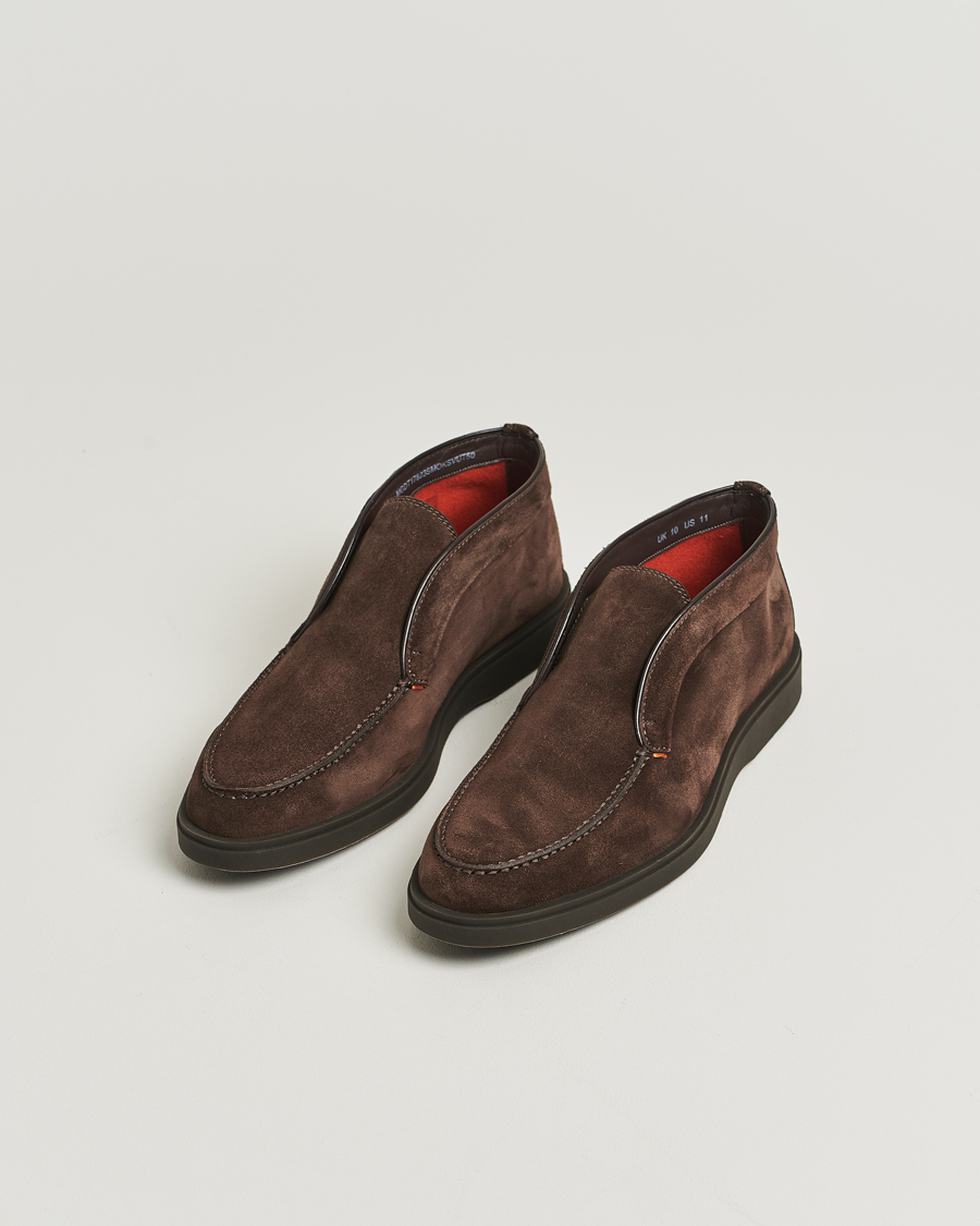 Heren | Laarzen | Santoni | Detroit Chukka Boots Dark Brown Suede