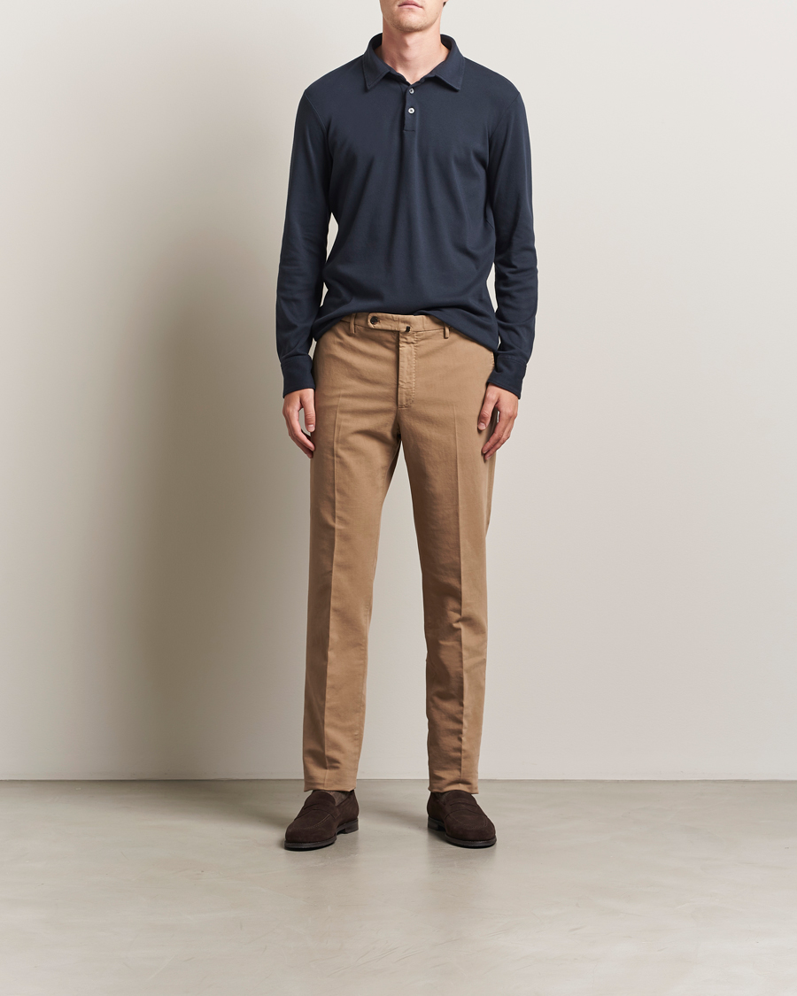 Heren | Polo's | Zanone | Heavy Jersey Long Sleeve Polo Navy