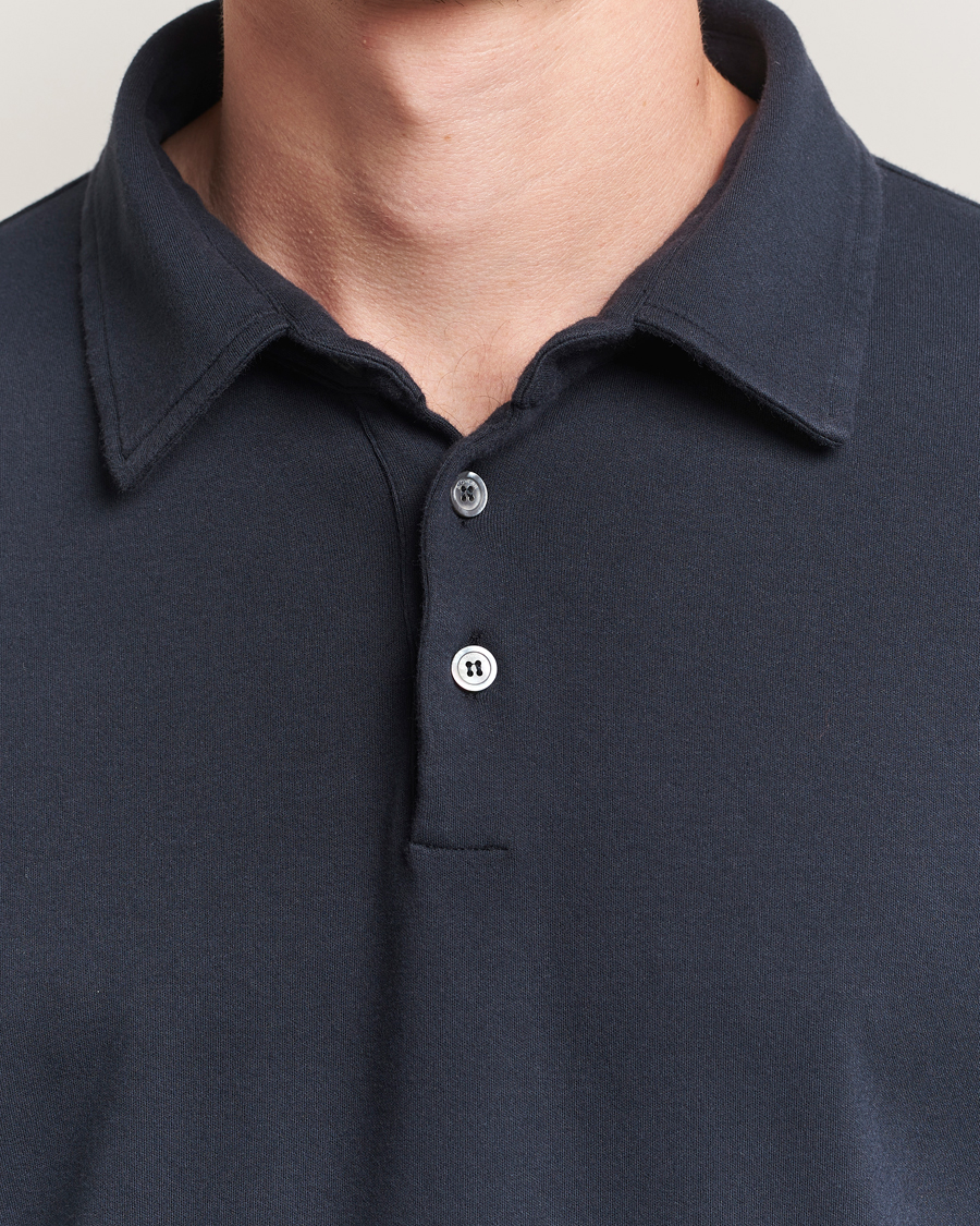 Heren | Polo's | Zanone | Heavy Jersey Long Sleeve Polo Navy