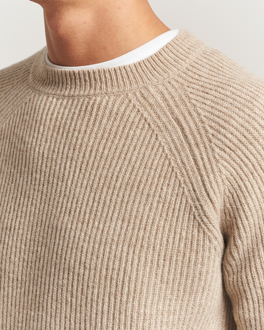 Heren | Truien | Zanone | Fisherman Rib Wool Sweater Beige