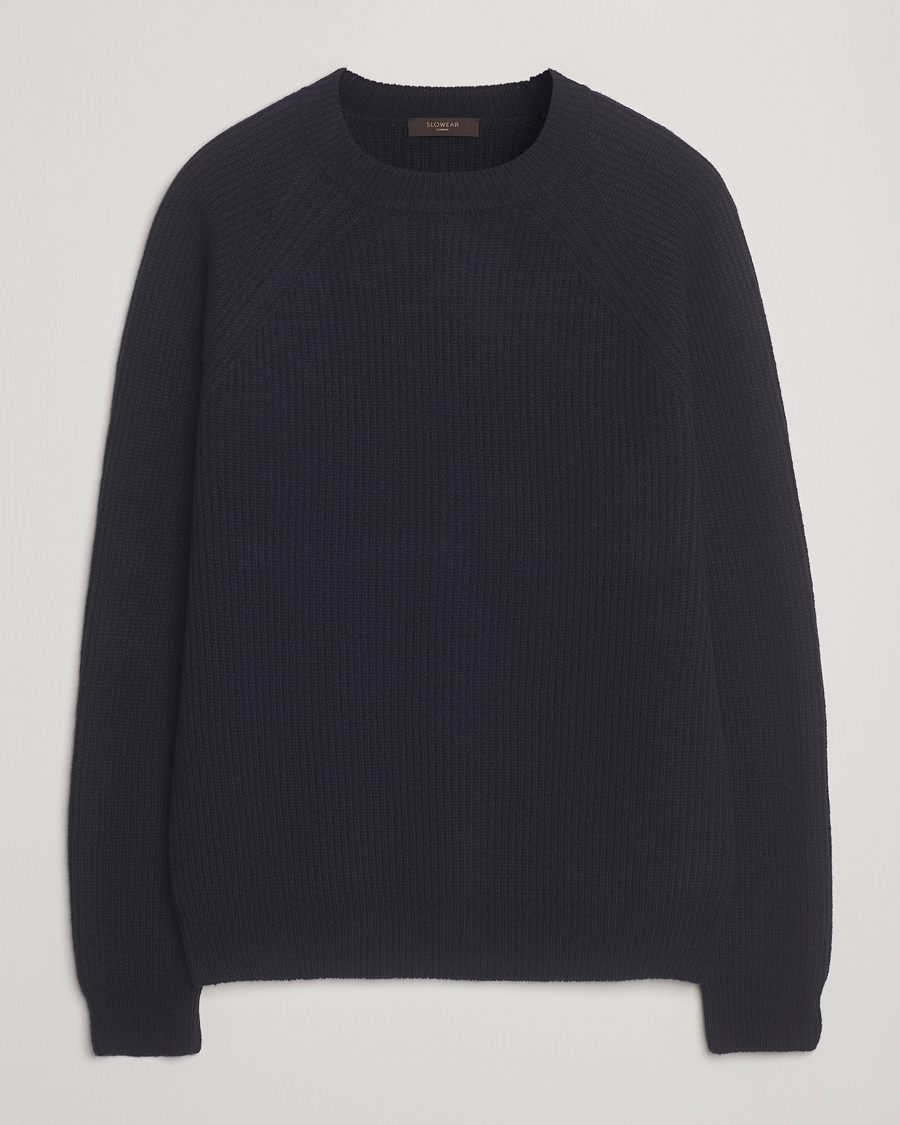 Heren | Truien | Zanone | Fisherman Rib Wool Sweater Navy