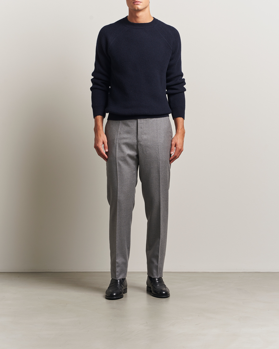 Heren | Truien | Zanone | Fisherman Rib Wool Sweater Navy