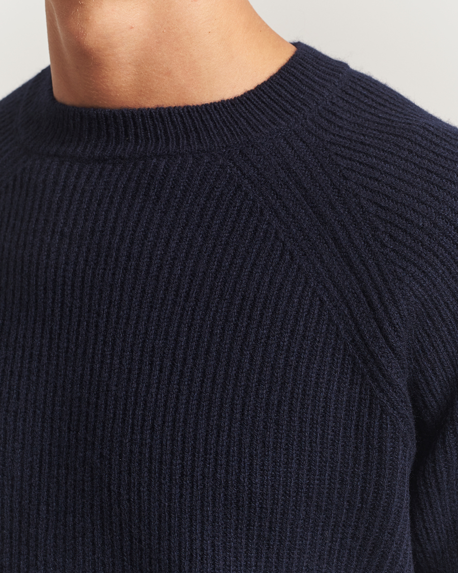 Heren | Truien | Zanone | Fisherman Rib Wool Sweater Navy