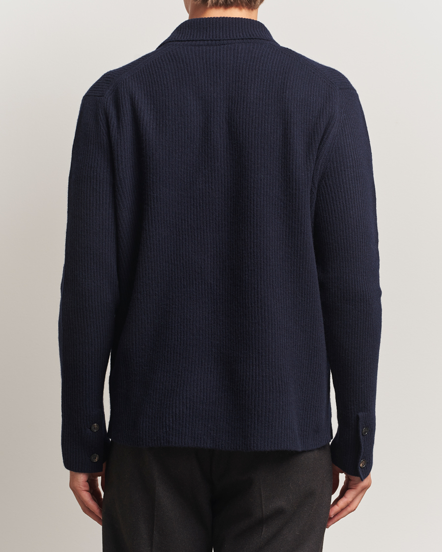 Heren | Truien | Zanone | Rib Wool Cardigan Jacket Navy
