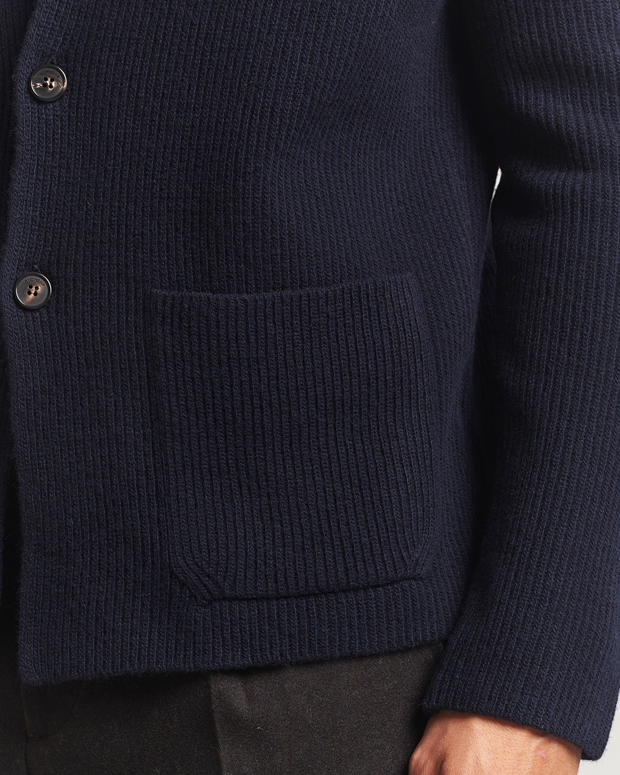 Heren | Truien | Zanone | Rib Wool Cardigan Jacket Navy