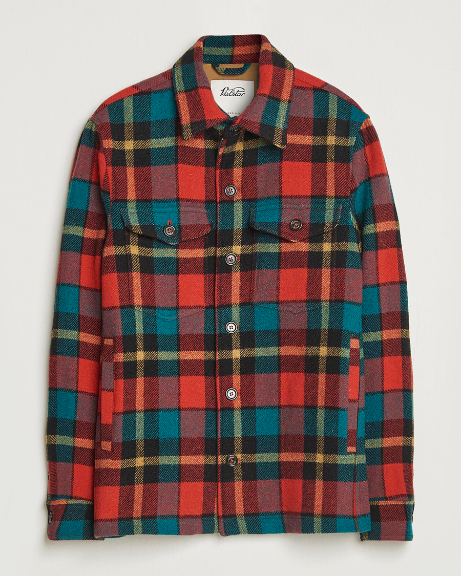 Heren | Jassen | Valstar | Wool Plaid Shirt Jacket Black/Red