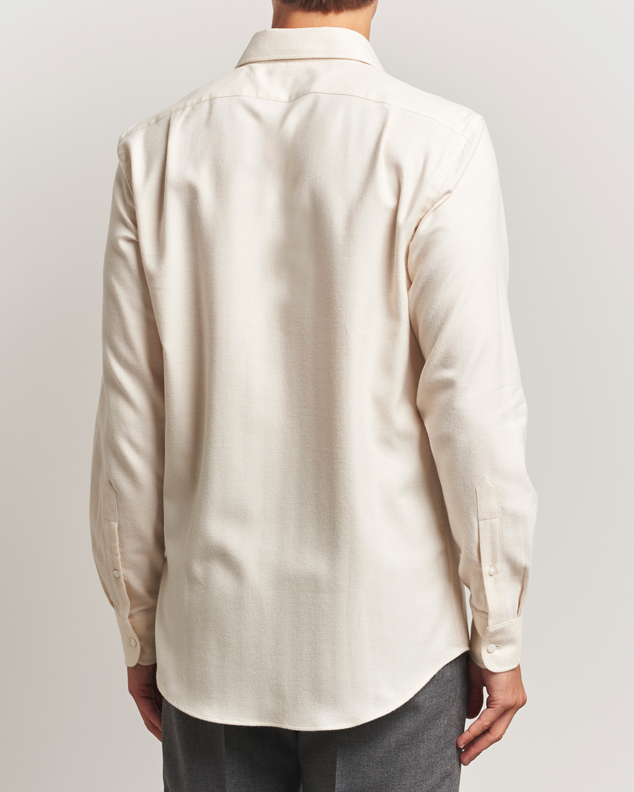 Heren | Overhemden | Ralph Lauren Purple Label | Cotton Flannel Shirt Cream Melange