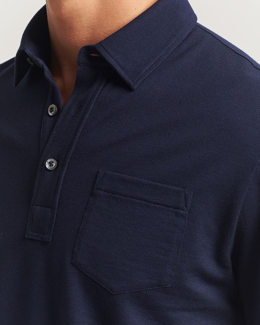 Heren | Polo's | Ralph Lauren Purple Label | Long Sleeve Polo Shirt Navy