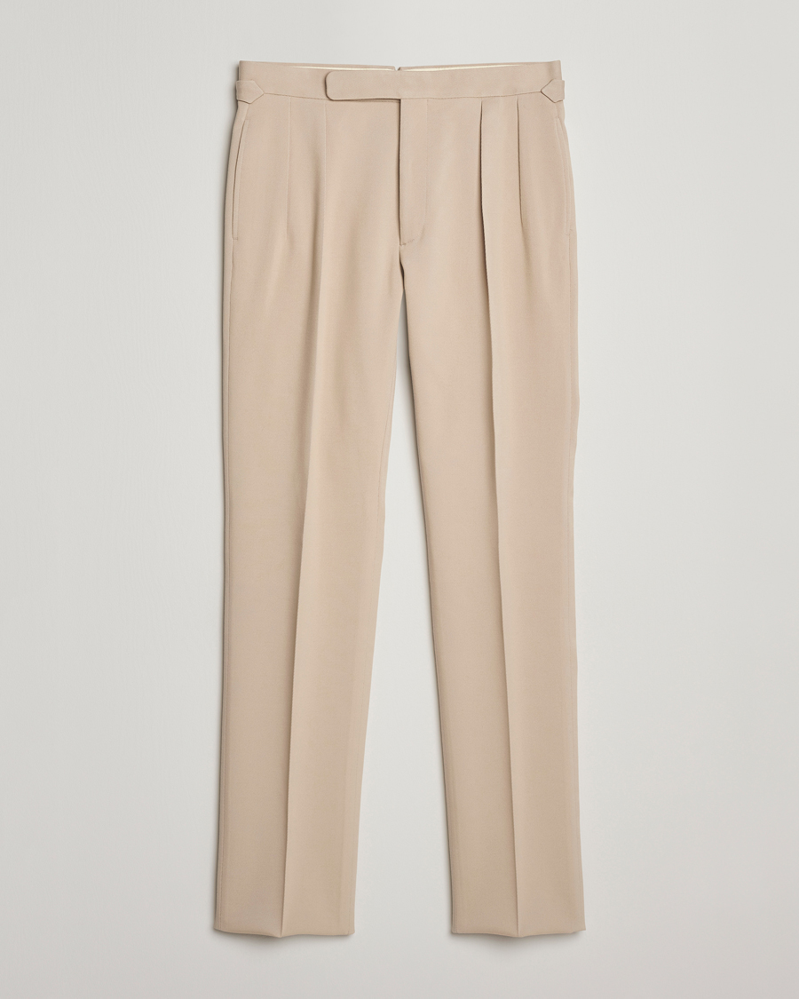 Heren | Broeken | Ralph Lauren Purple Label | Pleated Twill Trousers Limestone