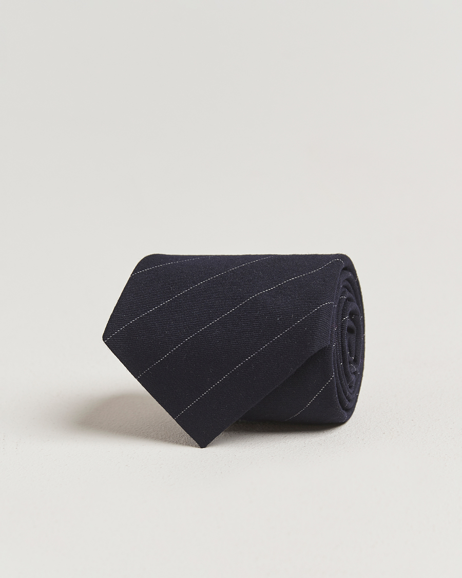 Heren | Stropdassen | Ralph Lauren Purple Label | Wool Pinstripe Tie Navy/Grey