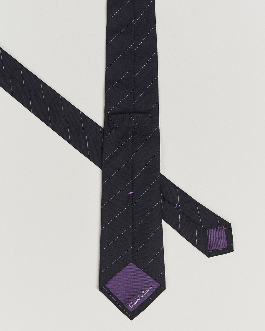 Heren | Stropdassen | Ralph Lauren Purple Label | Wool Pinstripe Tie Navy/Grey
