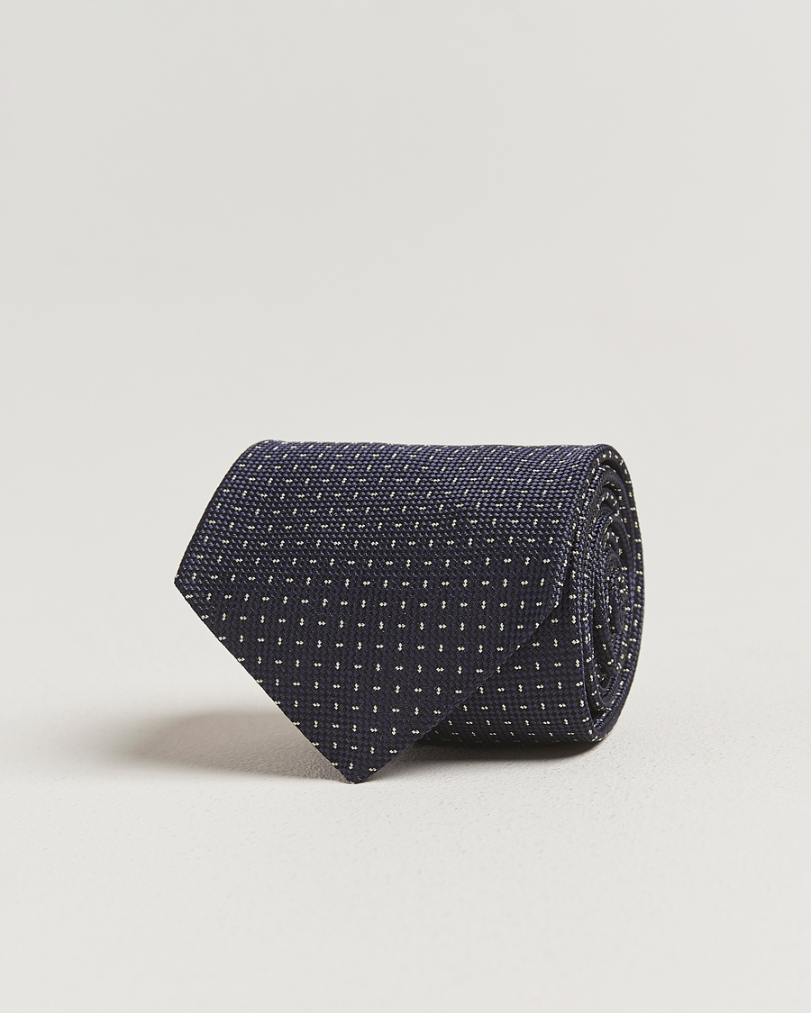 Heren | Stropdassen | Ralph Lauren Purple Label | Silk Jacquard Tie Navy/White