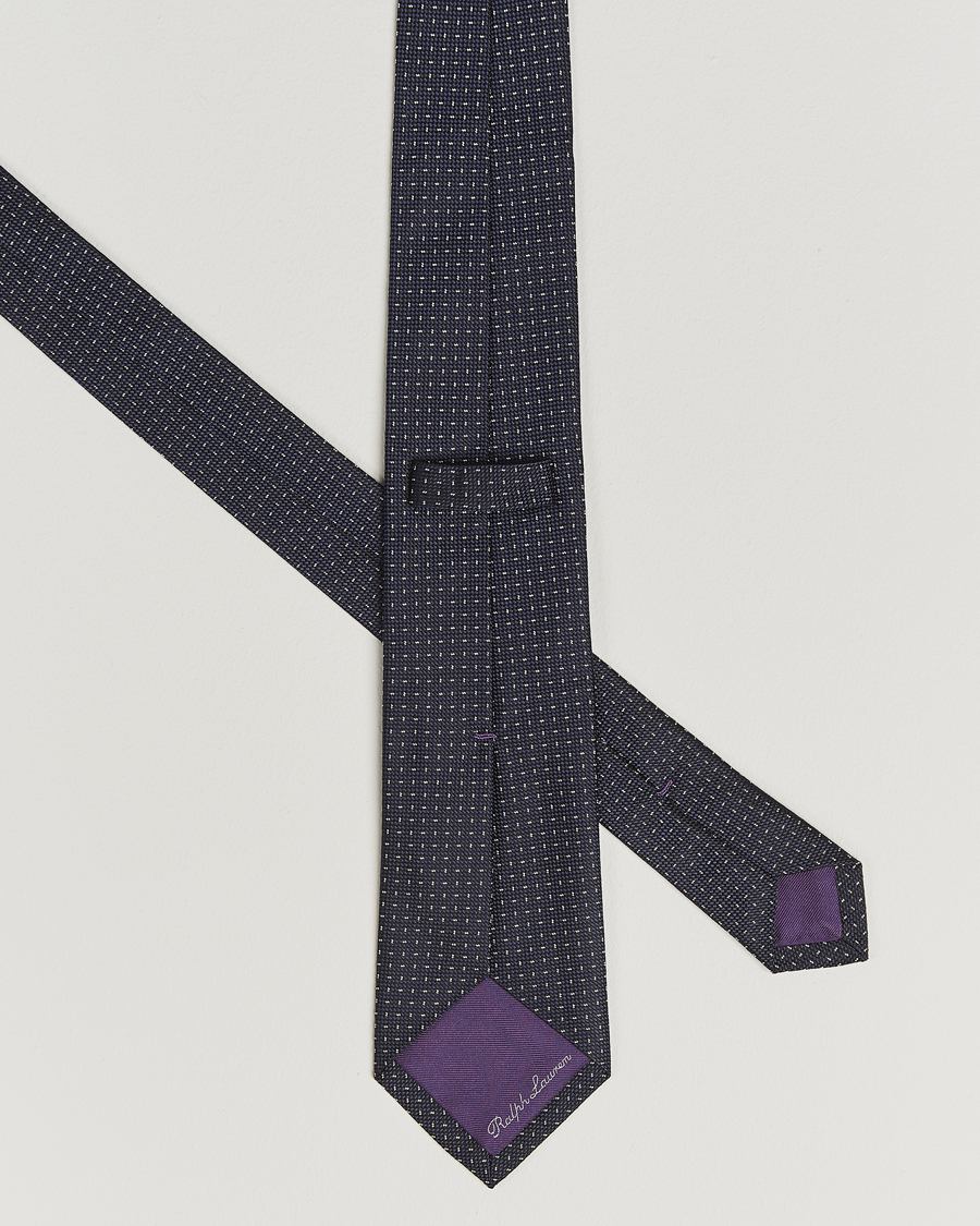 Heren | Stropdassen | Ralph Lauren Purple Label | Silk Jacquard Tie Navy/White