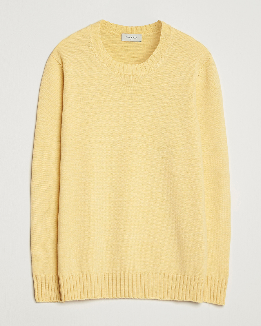 Heren | Truien | Piacenza Cashmere | Brushed Wool Crew Neck Yellow