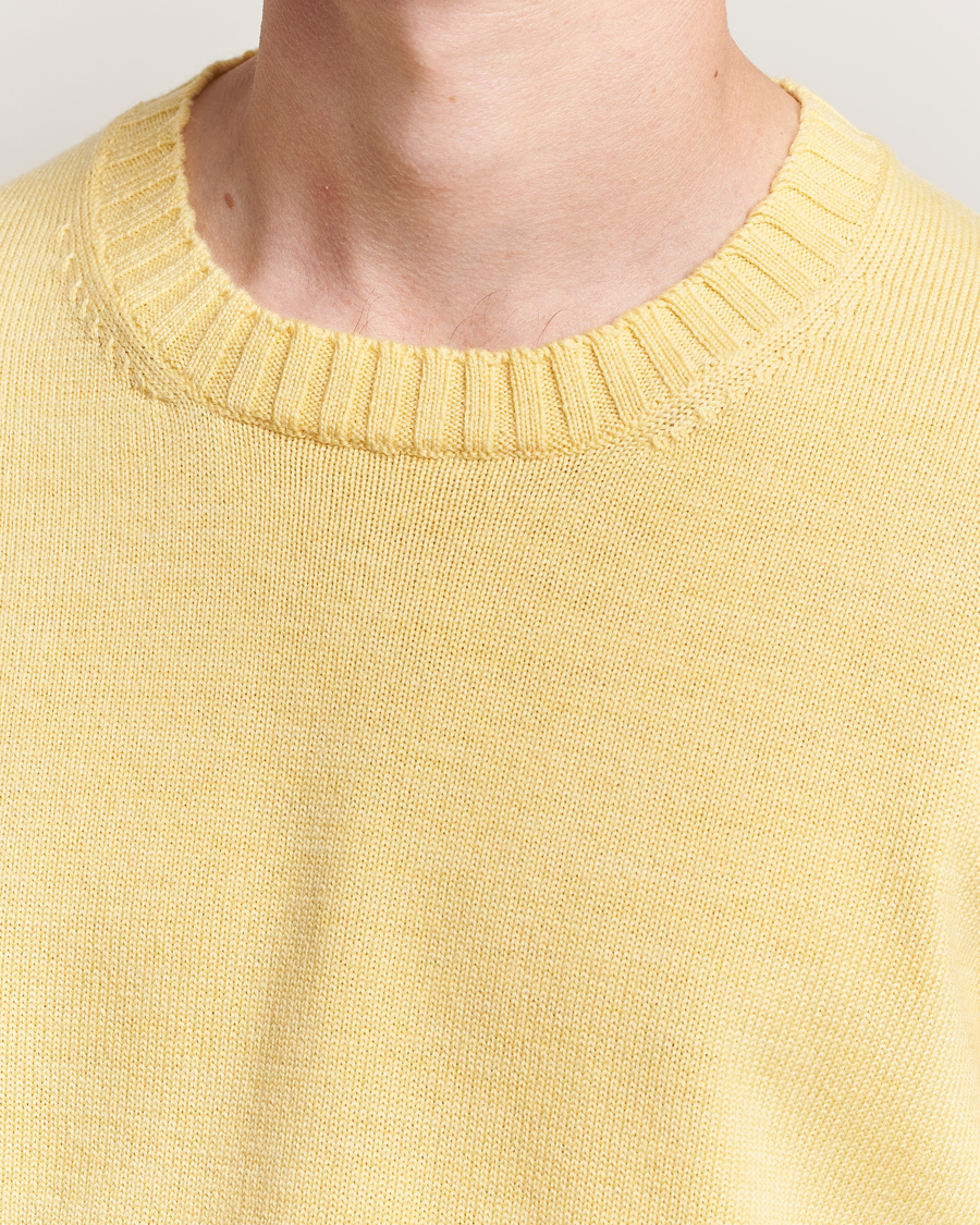 Heren | Truien | Piacenza Cashmere | Brushed Wool Crew Neck Yellow