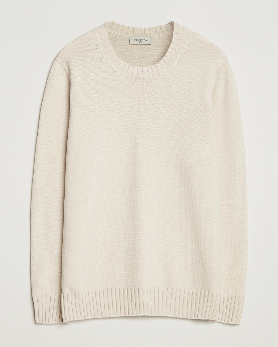 Heren | Truien | Piacenza Cashmere | Brushed Wool Crew Neck Latte