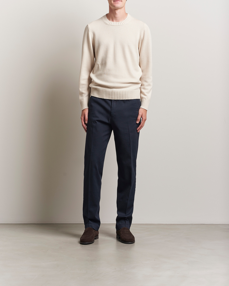 Heren | Truien | Piacenza Cashmere | Brushed Wool Crew Neck Latte