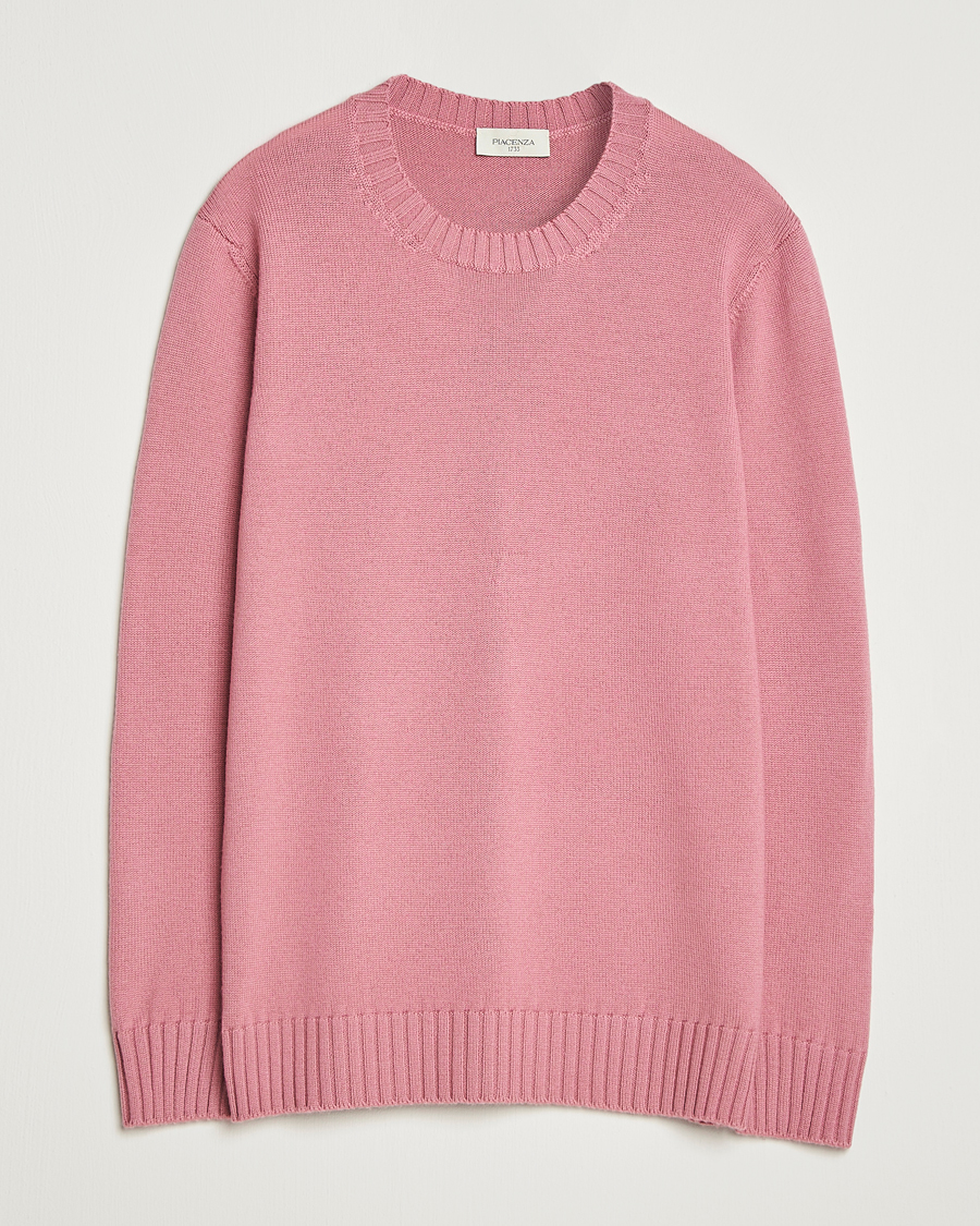 Heren | Truien | Piacenza Cashmere | Brushed Wool Crew Neck Pink