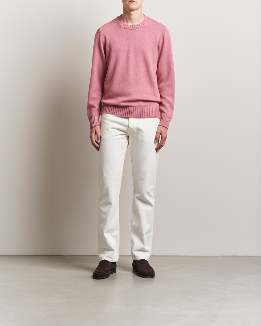 Heren | Truien | Piacenza Cashmere | Brushed Wool Crew Neck Pink