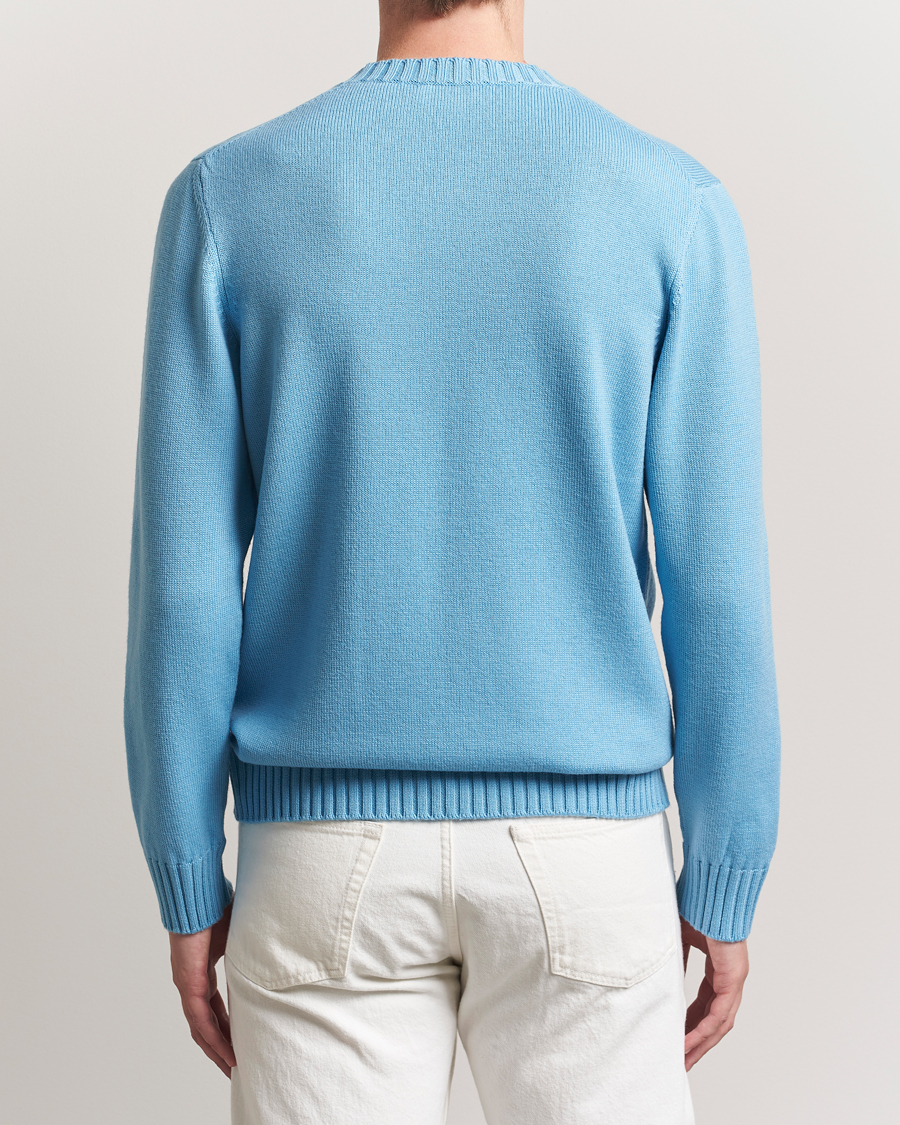 Heren | Truien | Piacenza Cashmere | Brushed Wool Crew Neck Sky Blue