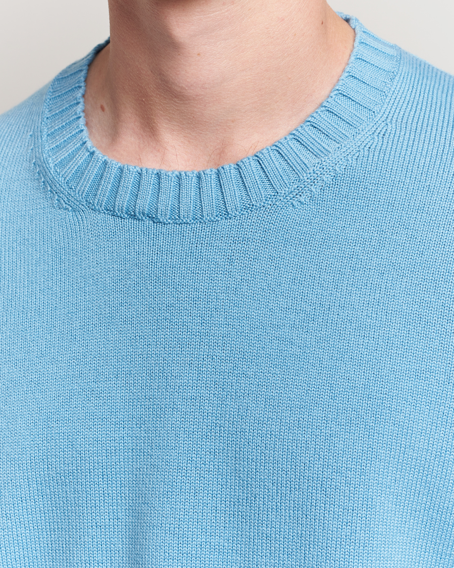 Heren | Truien | Piacenza Cashmere | Brushed Wool Crew Neck Sky Blue