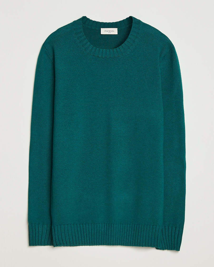 Heren | Truien | Piacenza Cashmere | Brushed Wool Crew Neck Dark Green
