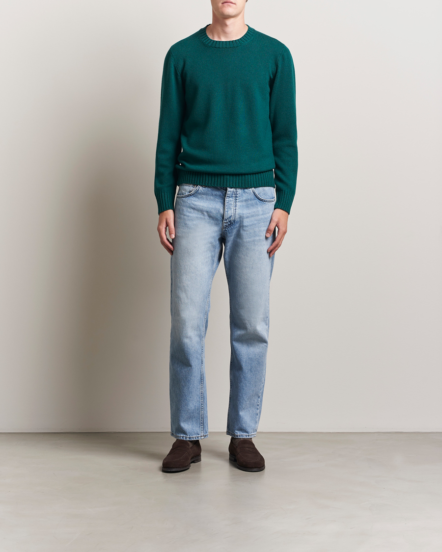Heren | Truien | Piacenza Cashmere | Brushed Wool Crew Neck Dark Green