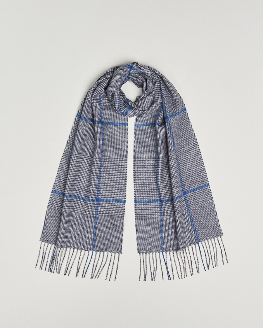 Heren | Sjaals | Piacenza Cashmere | Cashmere/Silk Overcheck Scarf Light Grey