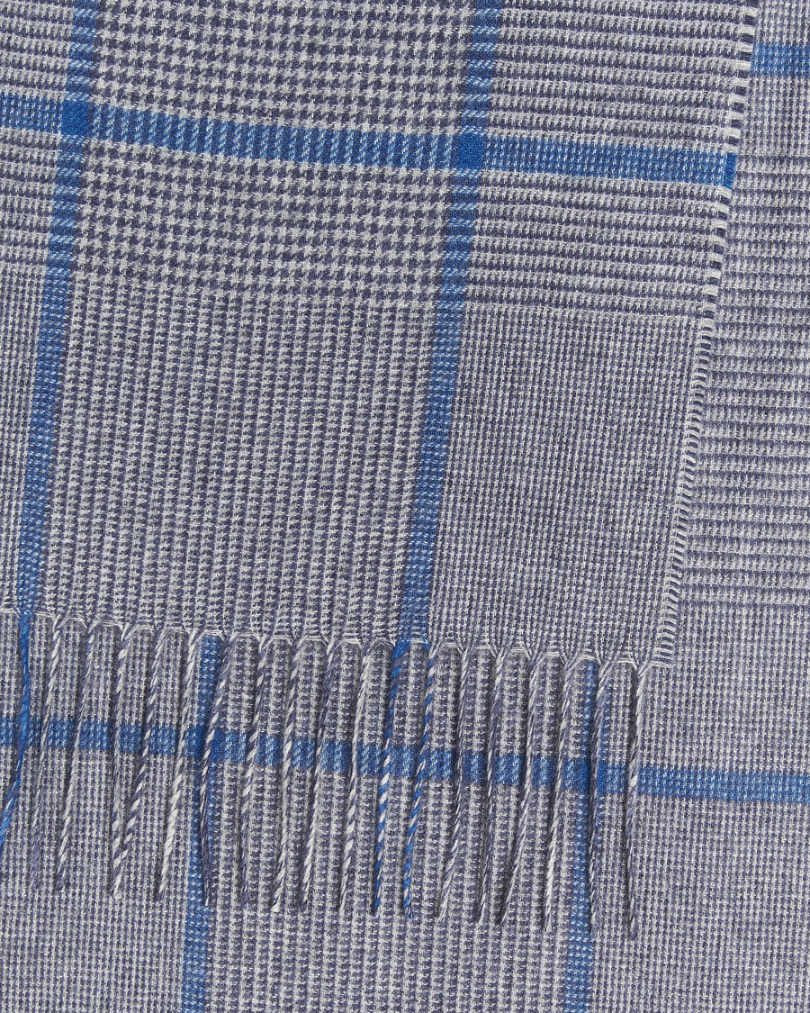 Heren | Sjaals | Piacenza Cashmere | Cashmere/Silk Overcheck Scarf Light Grey