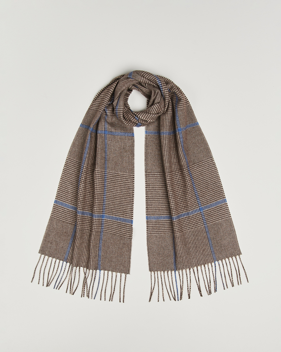 Heren | Piacenza Cashmere Cashmere/Silk Overcheck Scarf Brown | Piacenza Cashmere | Cashmere/Silk Overcheck Scarf Brown