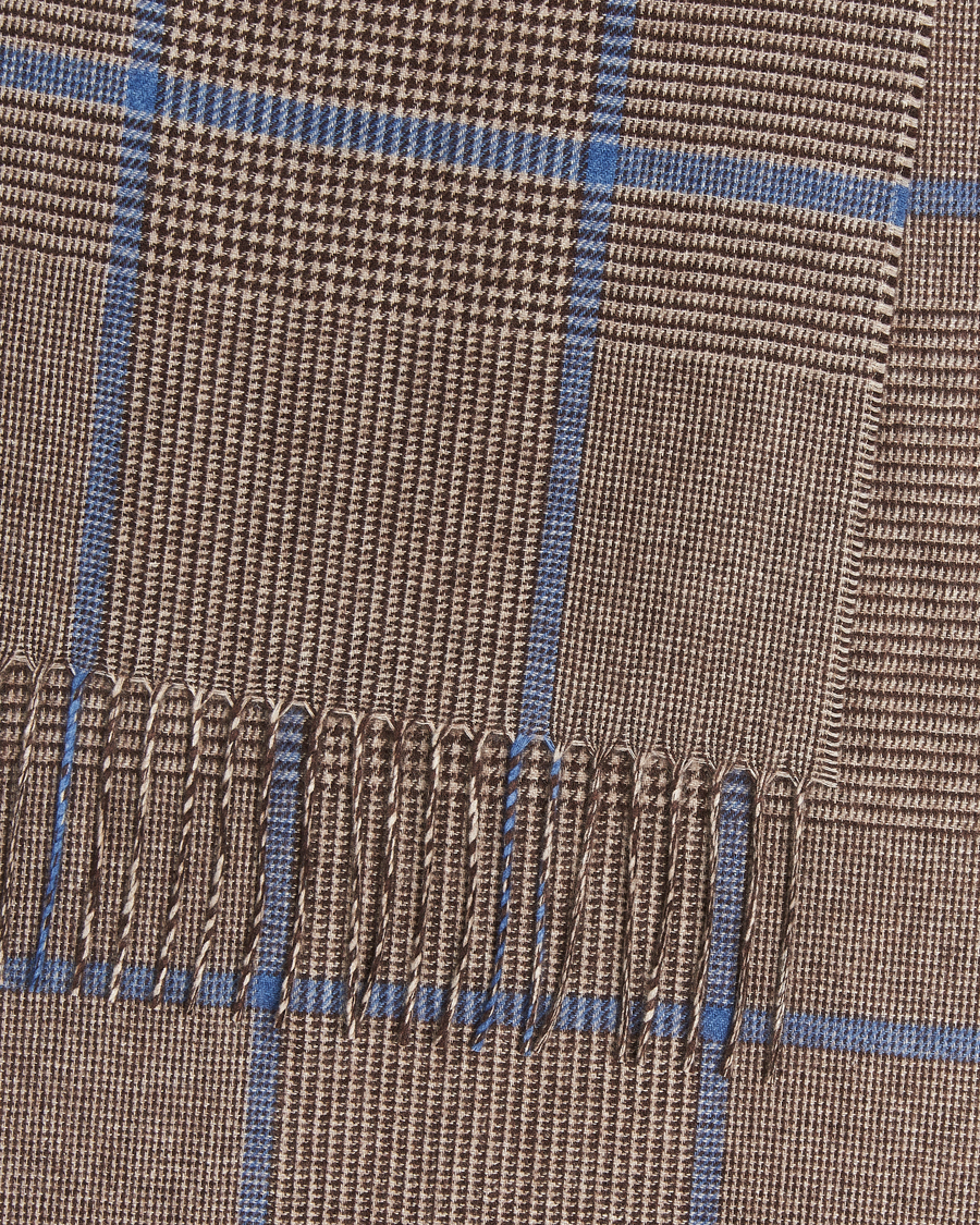 Heren | Piacenza Cashmere Cashmere/Silk Overcheck Scarf Brown | Piacenza Cashmere | Cashmere/Silk Overcheck Scarf Brown