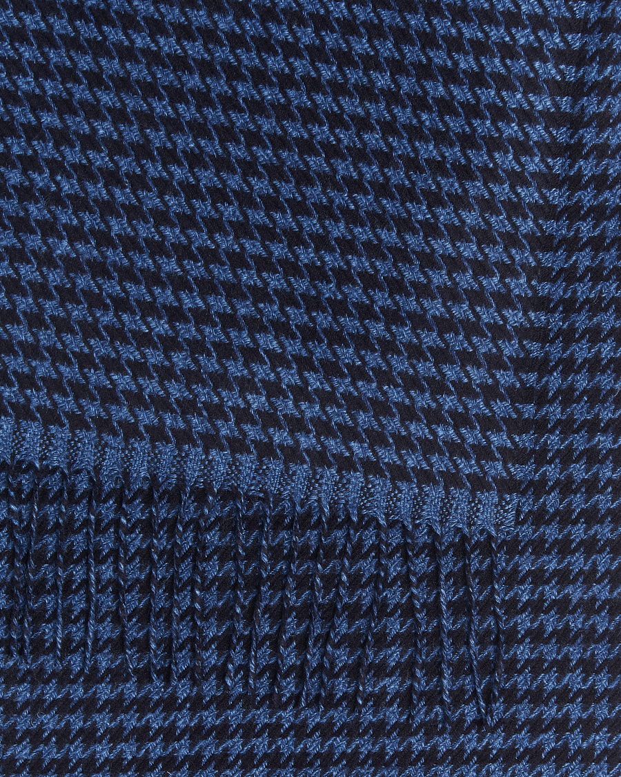 Heren | Sjaals | Piacenza Cashmere | Cashmere/Silk Houndstooth Scarf Dark Blue