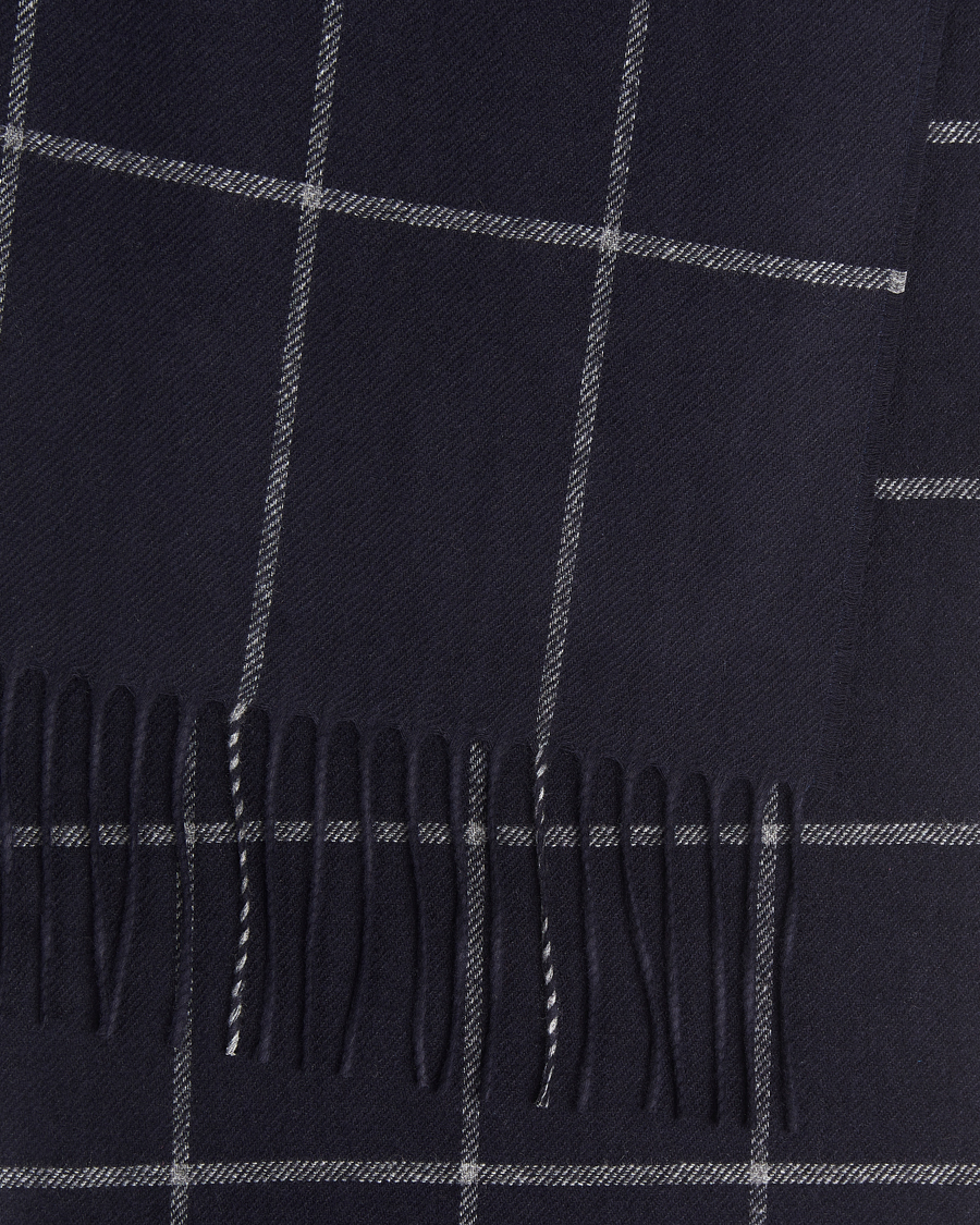 Heren | Sjaals | Piacenza Cashmere | Cashmere/Silk Window Pane Scarf Navy