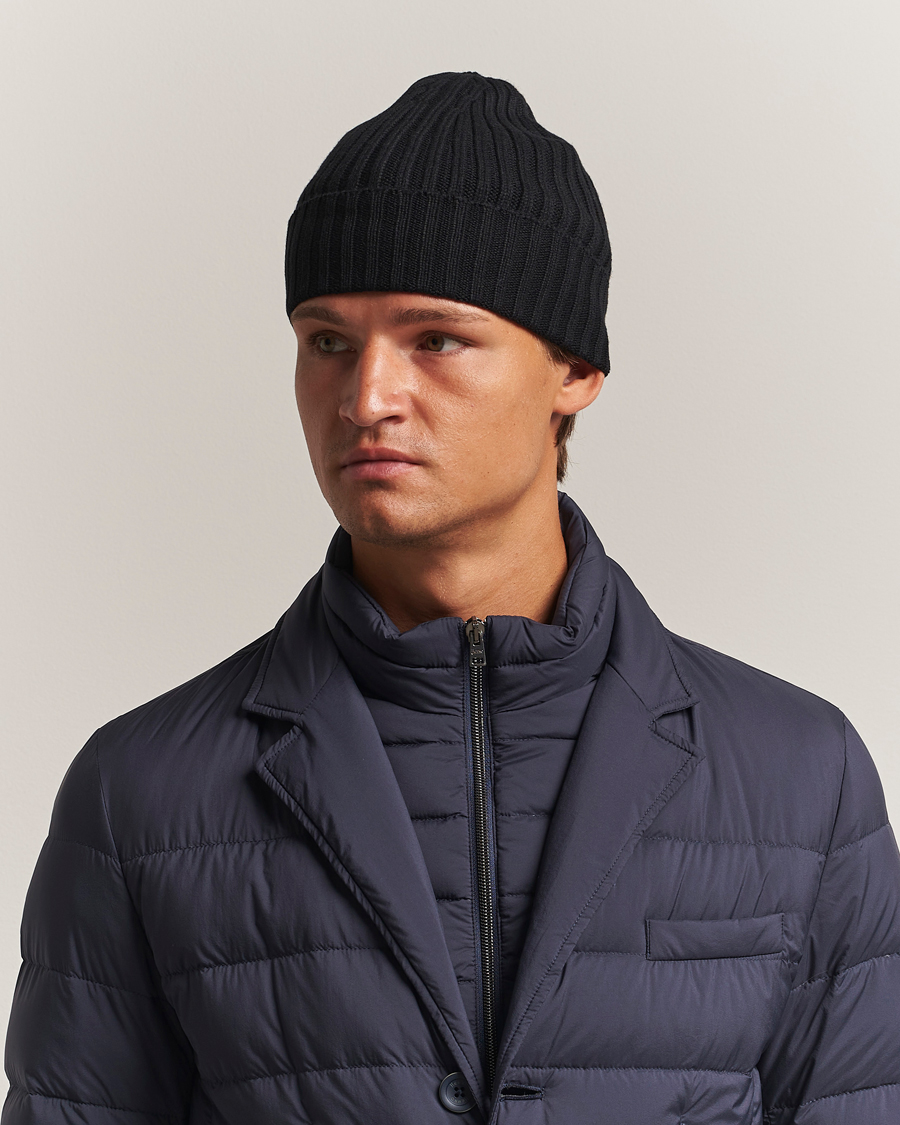 Heren | Mutsen | Piacenza Cashmere | Ribbed Cashmere Beanie Black
